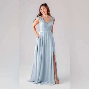 Natalie beaded sky blue bridesmaid dress from Kennedy Blue.
